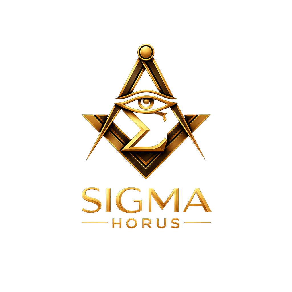 Emblema Sigma Horus — o Olho de Hórus com esquadro e compasso